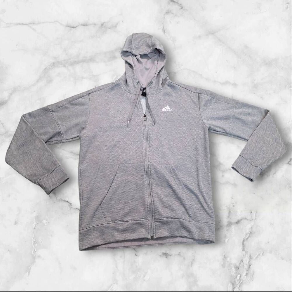 Adidas Mens Gray Full Zip Hoodie Size Medium